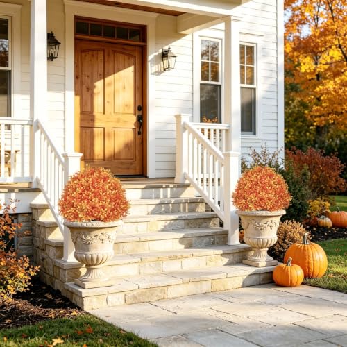 24-Inch Artificial Boxwood Topiary Balls for Outdoor Fall Decor
