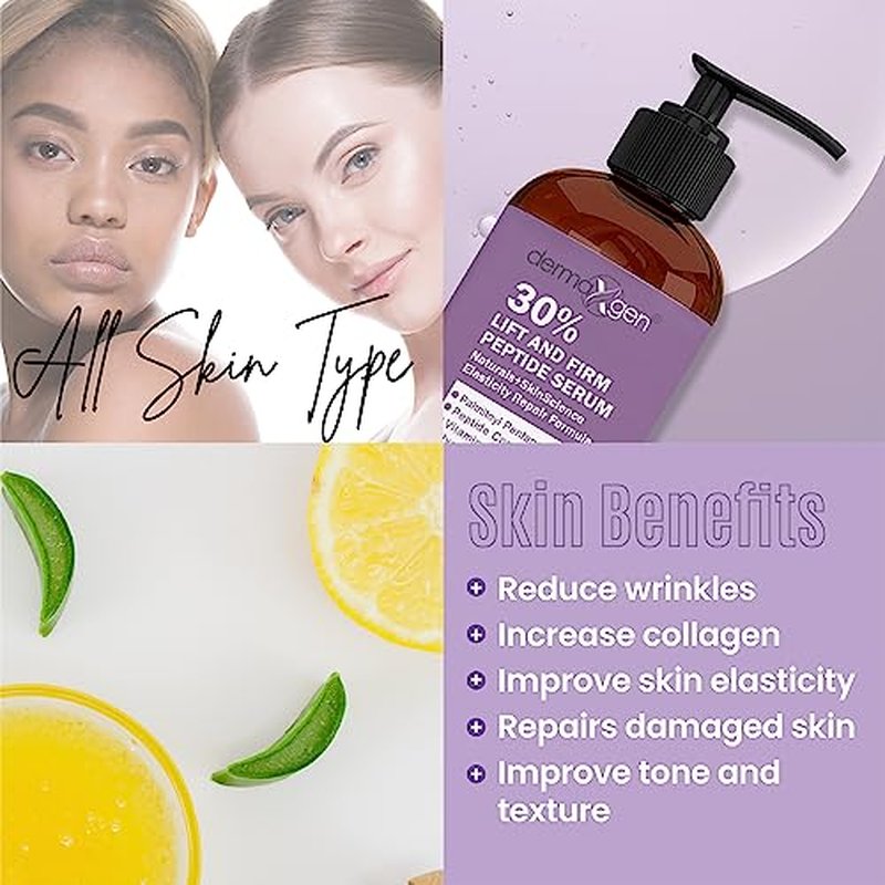 Lift & Firm 30% Peptide Serum for Face ? Anti-Aging Serum with Vitamin C, E, Matrixyl 3000, Aloe Vera & Hyaluronic Acid ? Multi-Peptide Formula to Lift, Firm & Rejuvenate Skin (8 fl oz)