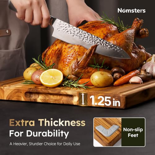 24 x 18 Inch Teak Cutting Board with Juice Groove - Butcher Block, Professional Kitchen Prep, Heavy Duty