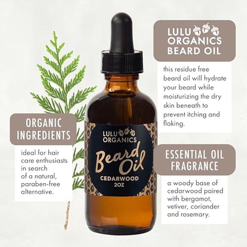 Argan Oil for Beard ? Natural Moisturizer for Men, Supports Facial Hair Growth, Beard Oil for Men with Cade Berry Cedar Wood Scent, Softens Hair for a Healthy Groomed Look, 2oz Bottle
