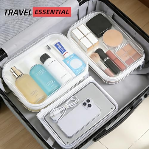 Clear Hard Shell Zipper Case, Clear Zipper Pouches for Travel, Toiletries, Makeup, Electronics & Pencils£¨5Pcs, Medium£©