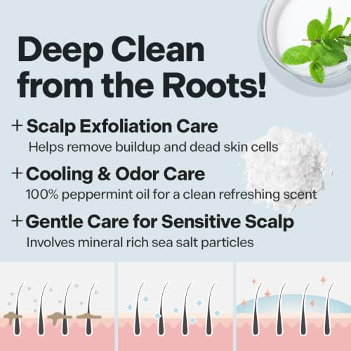 Korean Scalp Scrub with Sea Salt and Mint - Deep Exfoliating Hair & Scalp Treatment