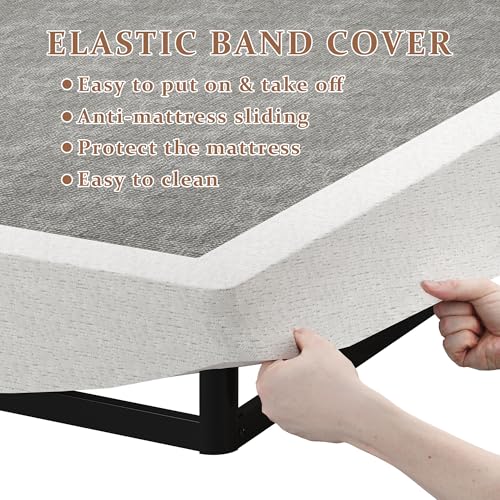 Twin Box Spring Bed Foundation - Heavy Duty Metal Frame, No Noise, 7 Inch Low Profile Support