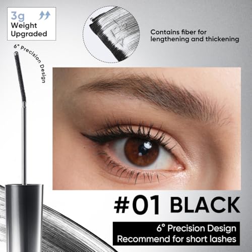 JUDYDOLL 3D Curling Eyelash Iron Mascara Bundle -Waterproof, Volumizing and Lengthening | 6¡ÆCurling Design #01Black for Upper Lashes + 6¡ÆPrecision Design #01Black for Lower Lashes