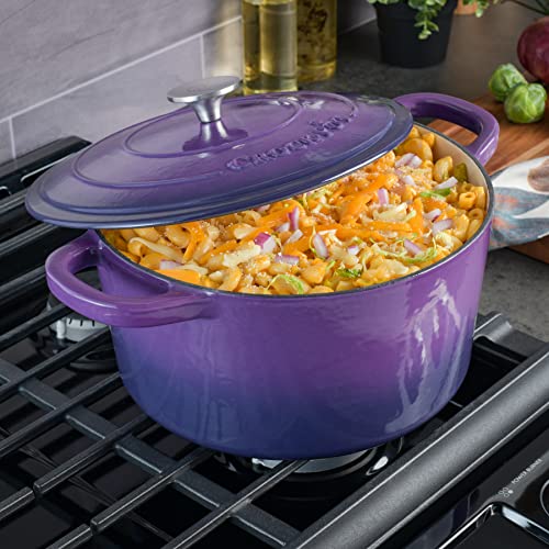 7-Quart Enamel Cast Iron Dutch Oven - Lavender Purple, Heavy-Duty Cookware