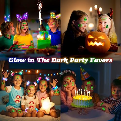 96 PCS Firefighter Firetruck Pre-Cut Luminous Glow in the dark Temporary Tattoos for Kids | Super Cute Themed Birthday Party Favors, Supplies, Decorations, Fake Tattoo Stickers Gifts for Boys Girls