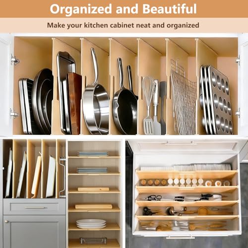 Celestite Wooden Baking Sheet Organizer for Cabinets - DIY Fit & Adjustable Kitchen Storage