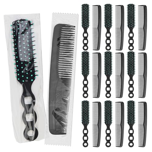 200 Pack Black Hair Brush and Comb Set - Individually Wrapped for Hygiene & Travel - Variation: 200 Count Pack