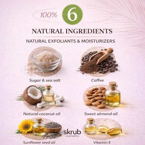 Body Scrub for Dry Skin ? Pear & Apricot Coffee Exfoliating Body Scrub, Extra Grit Water-Free Formula | Vegan | 8.11 oz | SKRUB Cosmetics