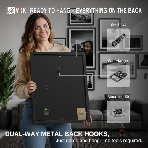 Black 18x24 Wall Poster Frames Set of 3 - Solid Wood Picture Frames