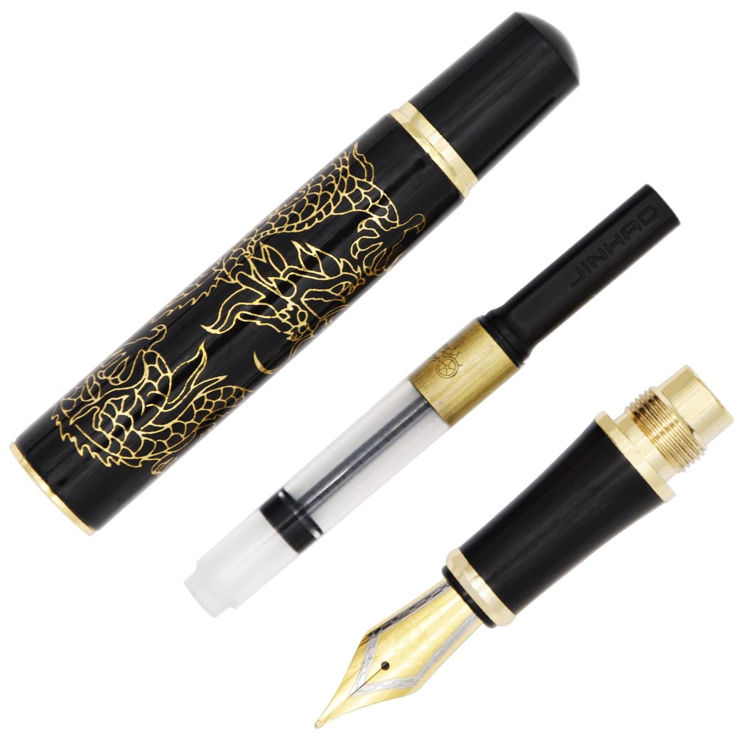 Gullor Fountain Pen Descendants of the Dragon/Loong Black with Golden Dragon pattern & Chinese Characters