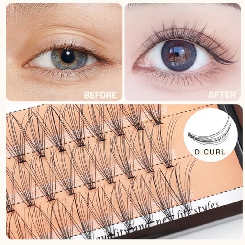 BODERMINCER 10 Root 60pcs 8-10-12-14-16mm Mixed Black Handmade False Eyelashes Natural Long Individual Eyelashes Extension Fake Lashes Makeup Beauty Cosmetic (5 PACKS-10MM)