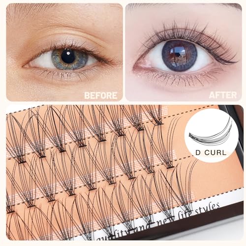 BODERMINCER 10 Root 60pcs 8-10-12-14-16mm Mixed Black Handmade False Eyelashes Natural Long Individual Eyelashes Extension Fake Lashes Makeup Beauty Cosmetic (5 PACKS-6MM)