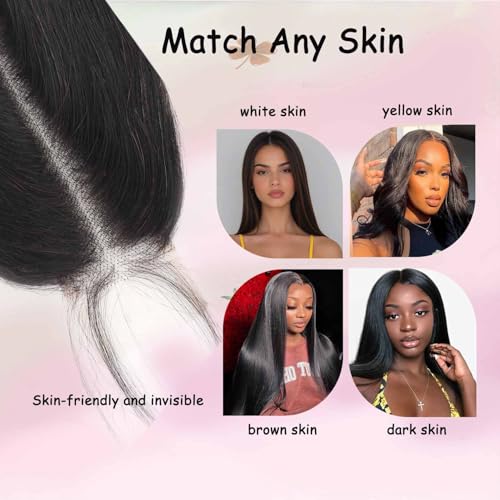 Human Hair Lace Closure 2x6 HD Straight Brazilian Virgin 10 Inch Natural Color