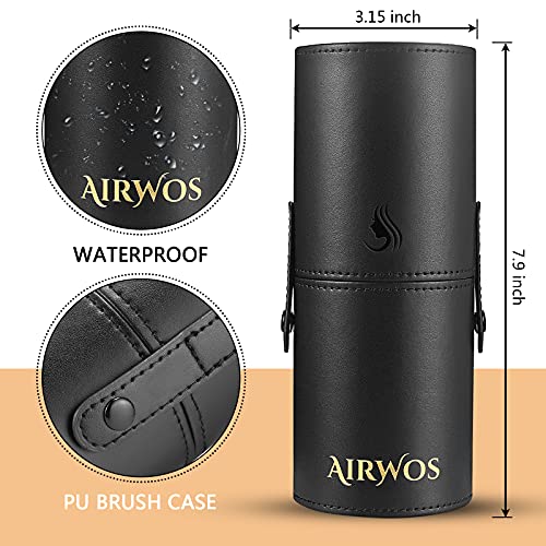 AirWos 14-Piece Professional Makeup Brush Set with Case - Synthetic, Pearl Handles