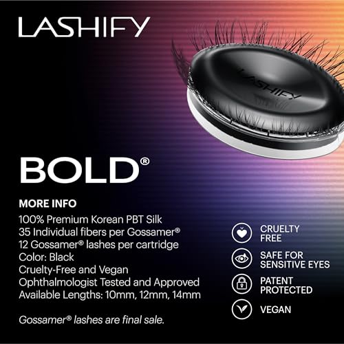 Lashify Bold 12mm Gossamer Eyelash Extensions Refill - Natural Volume, Easy Application