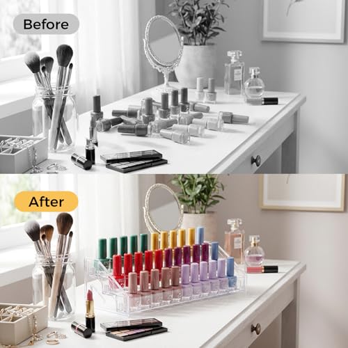 Acrylic Nail Polish Organizer Rack 3 Tiers Clear Storage Stand for Cosmetics