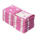 ORIGINAL KIDS Wash Cloth - Bath Time Hearts 12 Pack Washcloth Set - 100% Cotton Jacquard Colorful Absorbent Quick Dry Face Towel - Super Soft Face Cloth 12x12 inches - Pink White