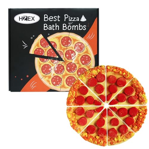 Pizza-Shaped Bath Bombs Gift Set - 8 Colorful Fizzing Slices for Relaxing Baths