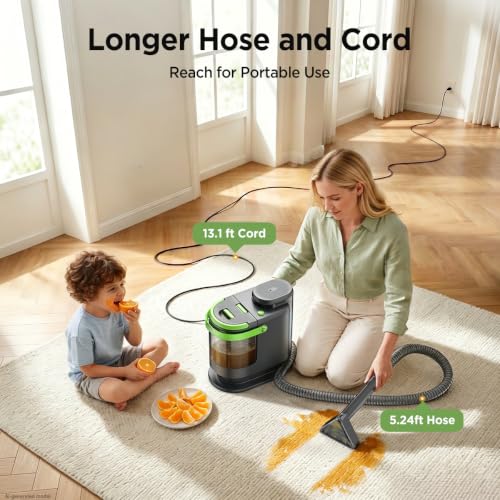 Portable Carpet Cleaner Machine 18KPa for Cars, Pets, Upholstery, Rugs