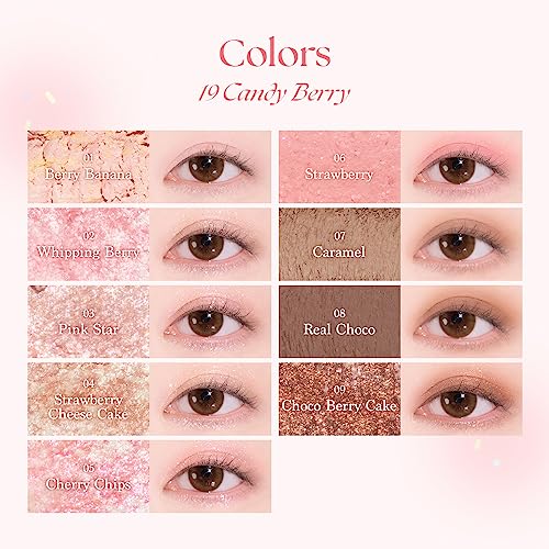 Dasique Shadow Palette #19 Candy Berry l Vegan, Cruelty-Free l 9 Blendable Shades in Smooth Matte and Shimmer Finishes with Gorgeous Pearls