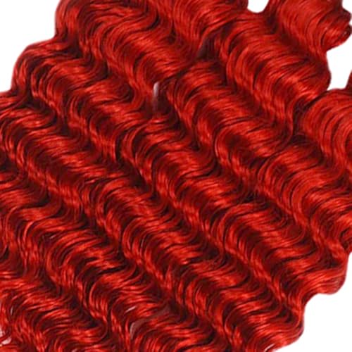 Red Deep Wave Human Hair Extensions 20 22 24 Inch 3 Bundles Virgin Brazilian Weave