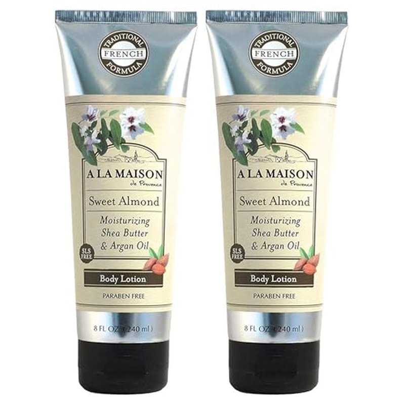 A LA MAISON Moisturizing Lotion, Sweet Almond - Nourishing French Formula for Dry Skin - Argan Oil, Pure Shea Butter, Essential Oils, Plant Based, Cruelty-Free, SLS and Paraben Free (8 Oz, 2 Pack)