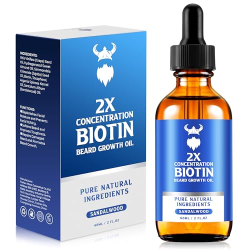 Sandalwood Beard Growth Oil - 2X Concentration Biotin Men’s Beard Softener & Moisturizer