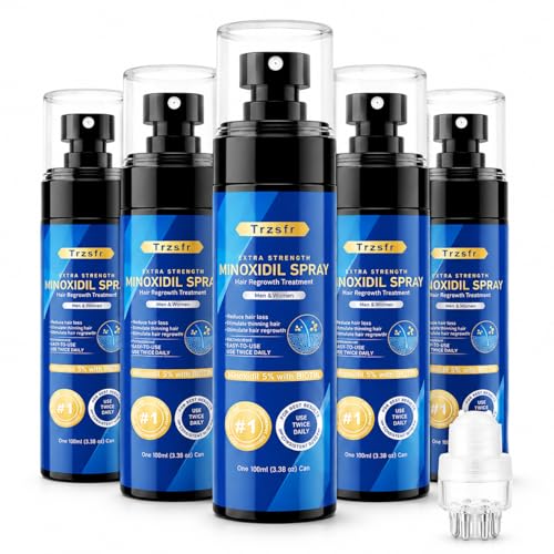 Minoxidil Hair Growth Spray with Roller Applicator 3.38 Fl Oz Pack of 5 – Hair & Beard Regrowth Treatment