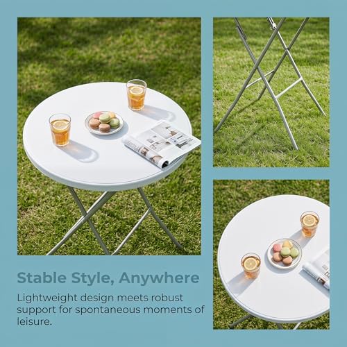 32-Inch High Top Folding Cocktail Table with Matching Tablecloth - 43in Tall