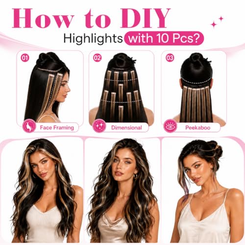 Ve Sunny Tape in Hair Extensions Human Hair 12 Inch 10pcs - Color #8A/P60
