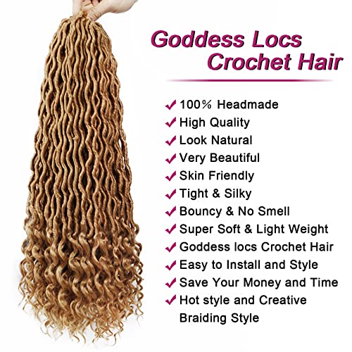 Goddess Locs Crochet Hair 20 Inch Faux Locs with Curly Ends - 6 Packs, 27#