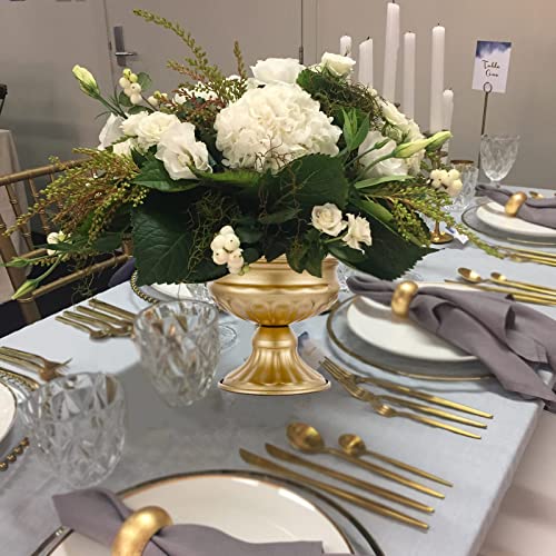 Hewory Gold Metal Vases for Centerpieces - 10pcs, 6.5in Wedding & Party Decor