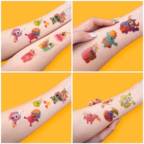 96 PCS Monster Pre-Cut Temporary Tattoos for Kids | Super Cute Monster Themed Birthday Party Favors, Supplies, Decorations, Fake Tattoo Stickers, School Rewards Prizes & Gifts for Boys & Girls