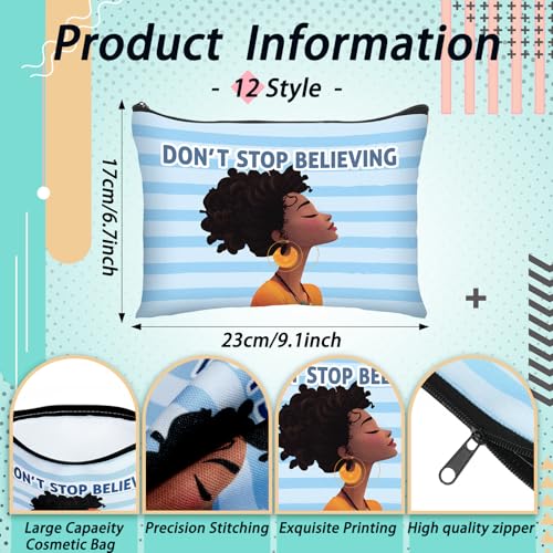 Silkfly 24 Pcs African American Gifts Black History Month Black Girl Women Makeup Cosmetic Bag Afro Queen Inspirational Canvas Toiletry Travel Organizer Purse African American Party Favor