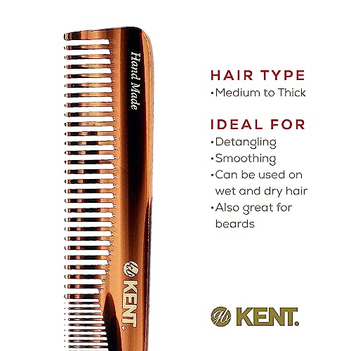 Kent 6T Fine Tooth and Wide Tooth Hair Comb, Handmade Styling Comb for Hair Care, Barber Combs, Beard Combs For Men, Styling Grooming for Men, Women and Kids
