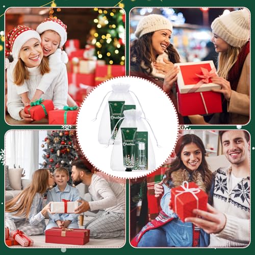 Christmas Hand Cream and Lip Balm Set - 30 Mini Travel Size Moisturizers - Holiday Stocking Stuffers