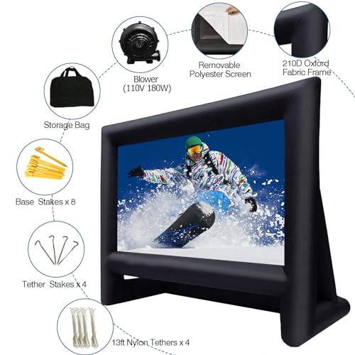 16ft Inflatable Movie Screen with Air Blower & Carry Bag - Front/Rear Projection