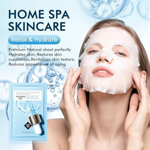 IREV Hyaluronic Acid Face Mask, Face Masks Skincare, Hydrating Mask For Face,Deep Moisturizing Face Sheet Mask, Facial Mask For All Skintypes, After Sun Face Mask, Hydrating Face Masks, Pack Of 10