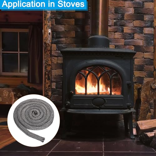 PATIKIL 1" x 98" Wood Stove Gasket, Graphite Fiberglass Round High-Temperature Resistance Seal Rope Replacement for Stoves Fireplace Door, Black