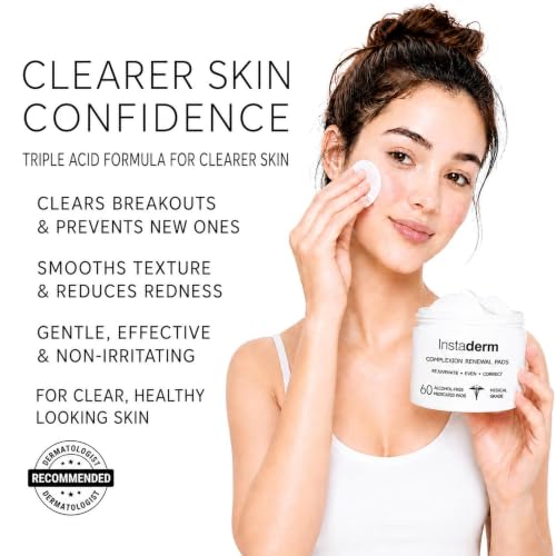 Acne Treatment Pads with Salicylic, Glycolic & Lactic Acid - Exfoliating Facial Pads for Blackheads & Oily Skin