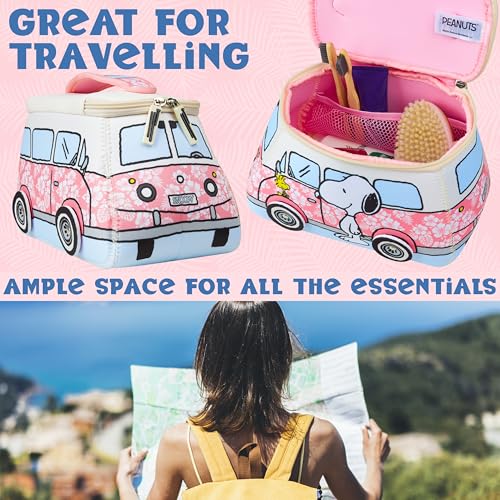 Pink Snoopy Travel Toiletry Makeup Bag for Girls & Teens – Peanuts Character Design