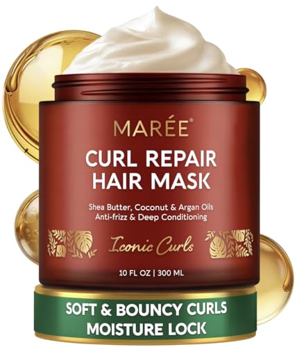 MAREE Hair Mask for Curly Hair - Deep Hydrating Conditioner 10 Fl Oz Beige
