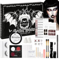 Goth Makeup Kit - Complete Halloween & Cosplay Gothic Face Paint Set with Fake Nails