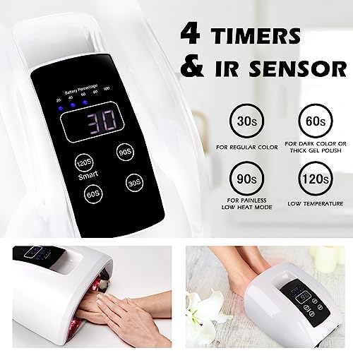 90W Wireless Rechargeable UV LED Nail Lamp for Gel Nails, Portable & Cordless