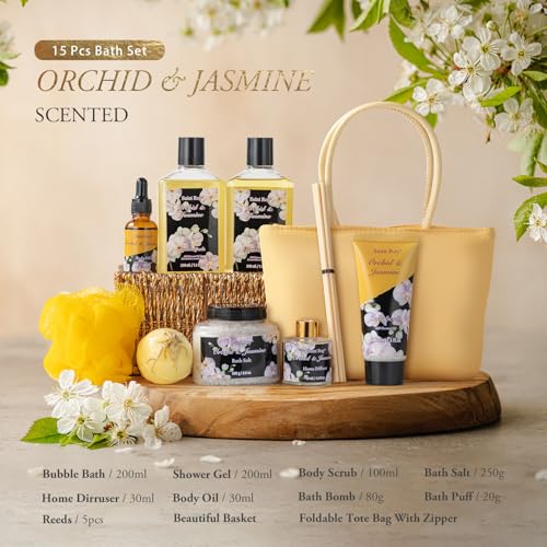 Orchid & Jasmine 15-Piece Spa Gift Set for Women - Bath & Body Care