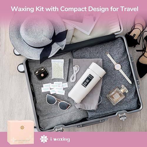 MINI Hot Melt Hard Wax Warmer Kit for Hair Removal with 50g Wax, Underarms, Brazilian Bikini, Facial Body, Underarms, Fast Efficient, Salon Waxing at Home, Gift for Women and Men