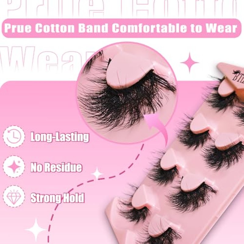 8Pairs Wispy Mink Lashes Fluffy Eye Lashes Natural Look 5D Volume Fake Eyelashes Pack 3D622 by BTLLSSH