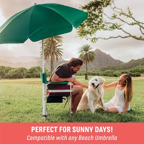 Picnic Time Sports Chair with Side Table & Armrest Caddy - Hunter Green