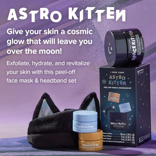 I DEW CARE Space Kitten Peel-Off Mask Set with Black Headband Gift